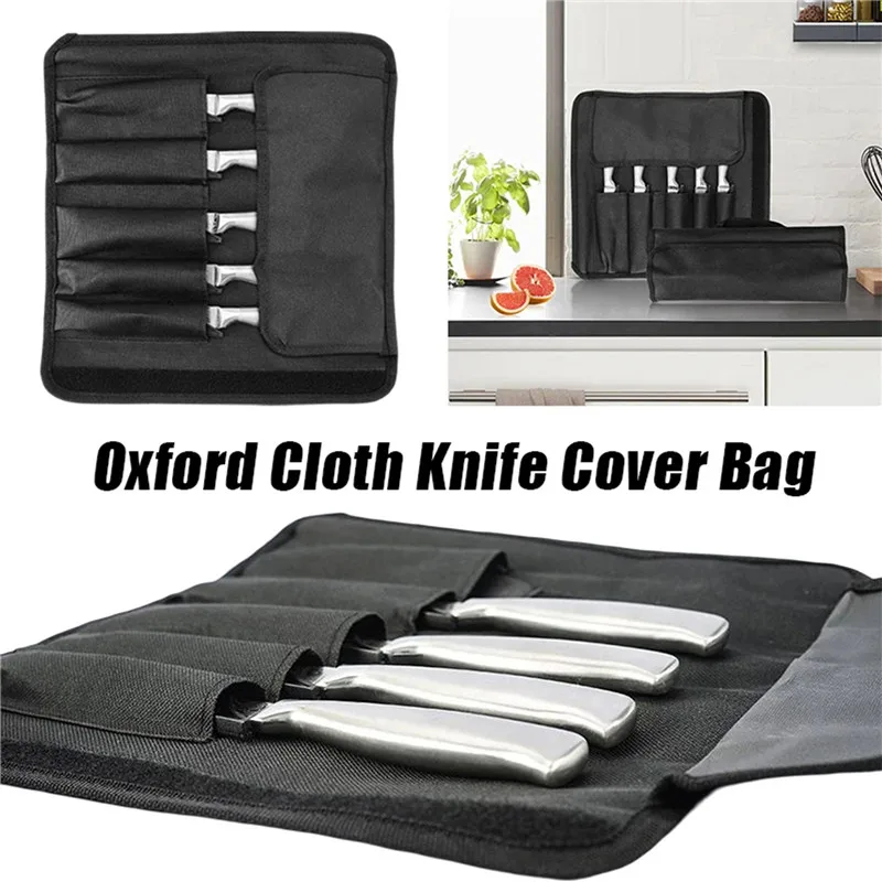 Portable Chef Knife Roll Bag Waterproof Oxford Cloth Chef Knife Case Kitchen/Outdoor Stainless Steel Storage Tools