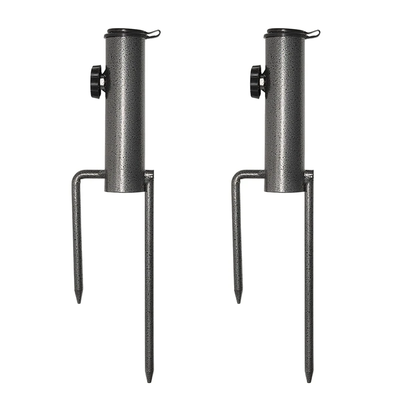 LUDA 2PCS Patio Umbrella Steel Anchor Beach Umbrella Metal Holder Stands With Two Forks Safe Stand For Use In Soil