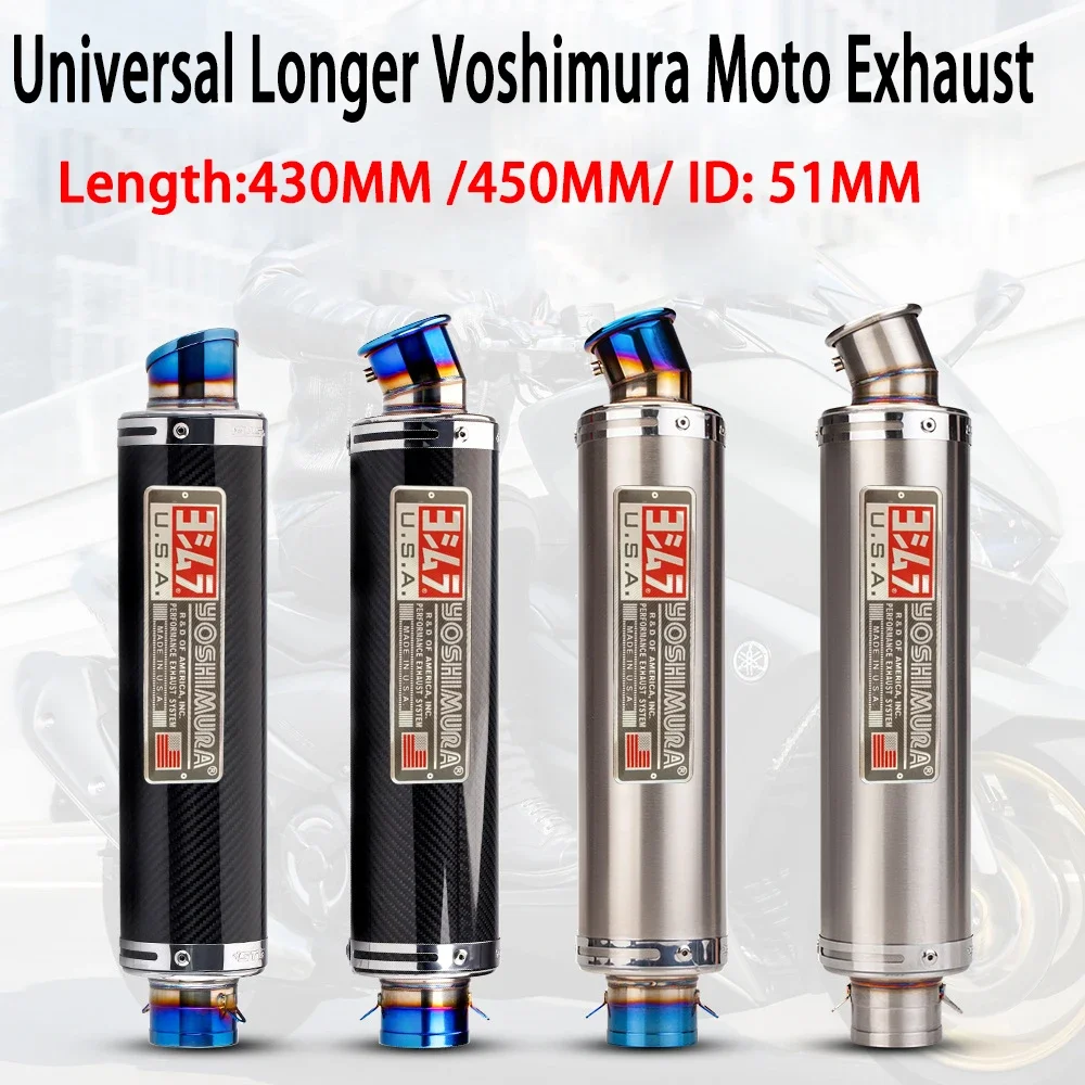 

Longer Universal 51MM Yoshimura Motorcycle Exhaust Muffler Escape for Z900 R3 CBR650 S1000RR ETC Exhaust Modified Accessories