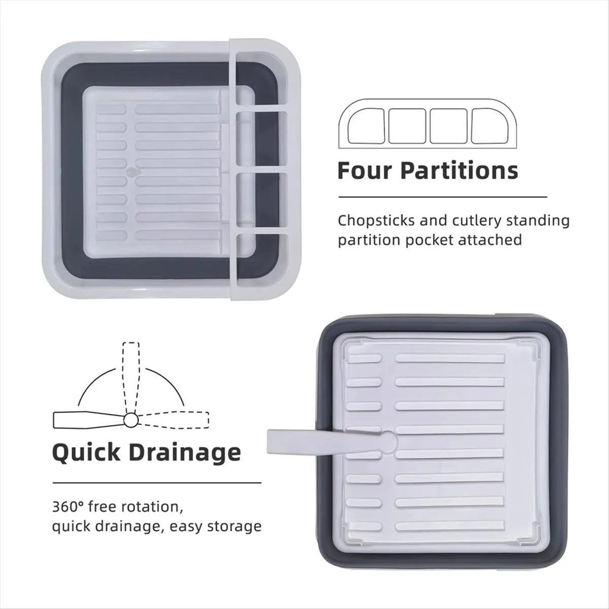 AA1544~Portable Foldable Dish Rack,Kitchen Drainer for Dishes,Tableware Storage Organizer with Drying Shelf,Home Essential