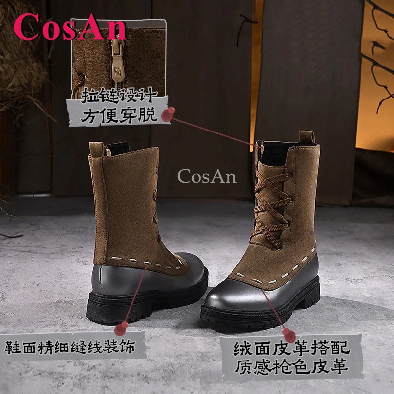 كوسان لعبة الهوية الخامس إيما وودز/أحذية البستنة تأثيري موضة عالمية براون حذاء بوت بطول الكاحل ملابس يومية النساء لعب الأدوار المستخدمة 36-39