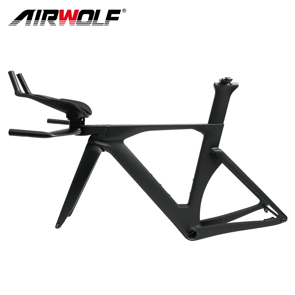 2024 New Carbon Triathlon Frameset Disc Brake Time Trial Triathlon Bike Frame With Aero TT Handlebar Di2 Carbon TT Frame