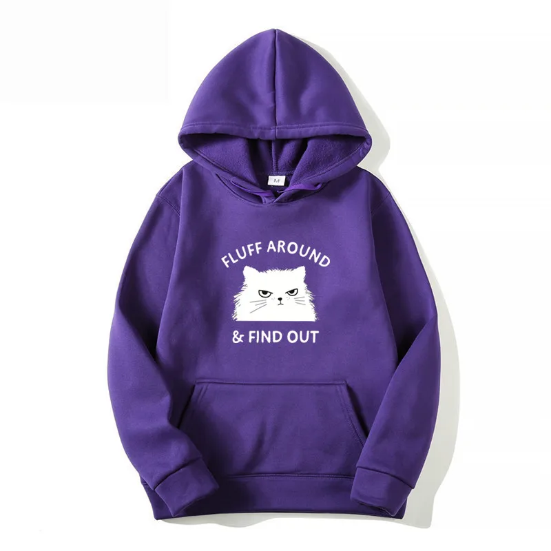 Men Women Hoodies Fashion White Cartoon Cat Printed Graphic Sweatshirts Loose Casual Harajuku Hooded Pullover Sportwear