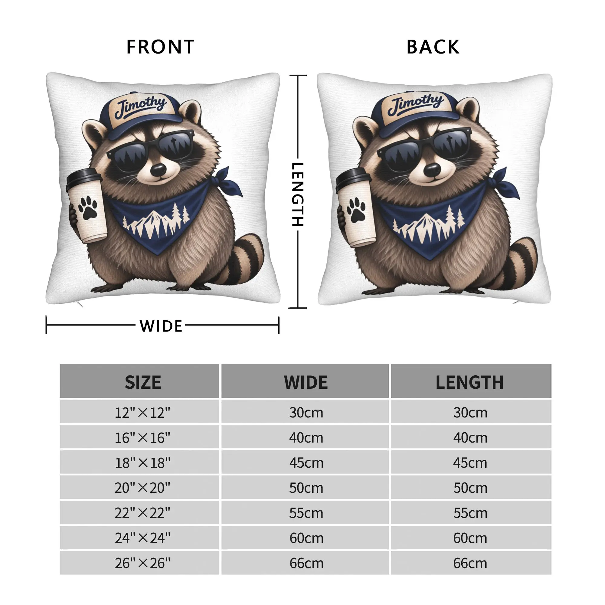 Jimothy the Raccoon Coffee & Mountain Vibes Pillow Case  Funny Pillow Cover Soft Pillowcases For Chair Sofa Home Decor