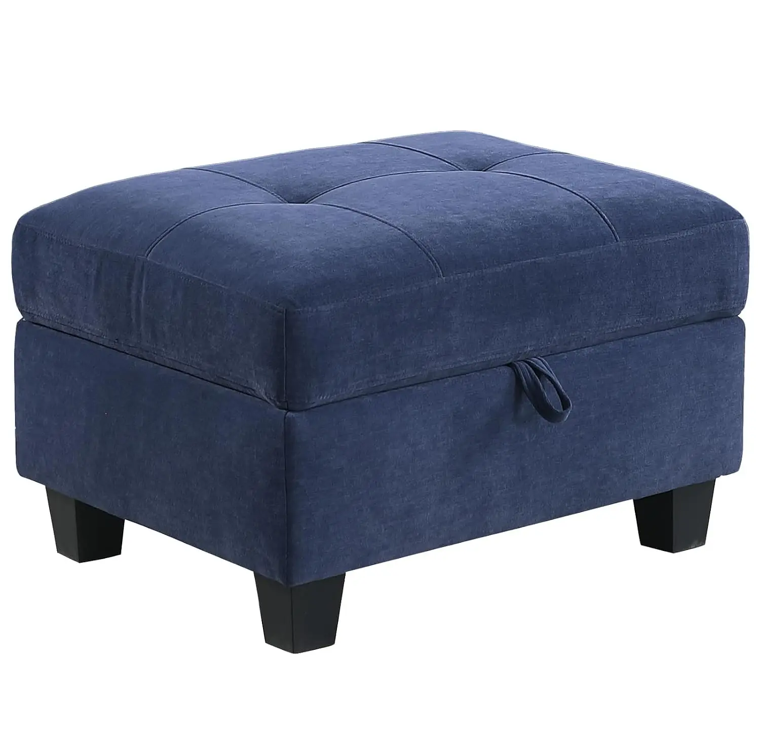 Storage Ottoman Couch Large Navy Blue Velvet Upholstered Square Ottoman Foot Rest as Chaise Lounge to Complete, Customized
