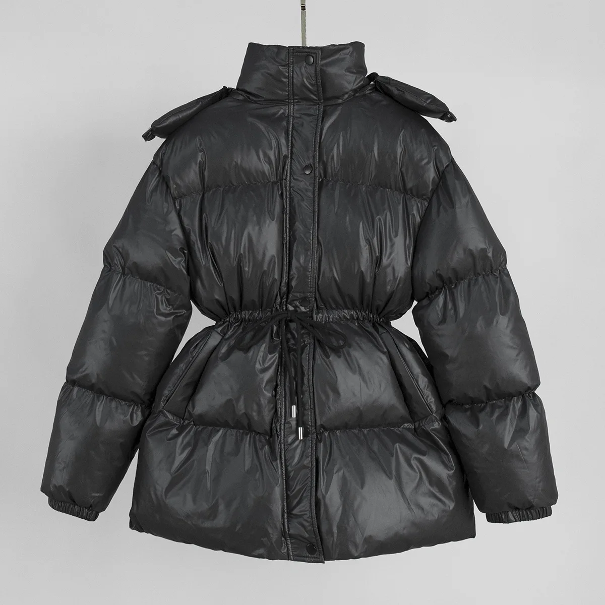 2026 Winter Women Parkas Coat Drawstring Slim Fit Cotton Clothing New Hooded Zipper Warm Jacket
