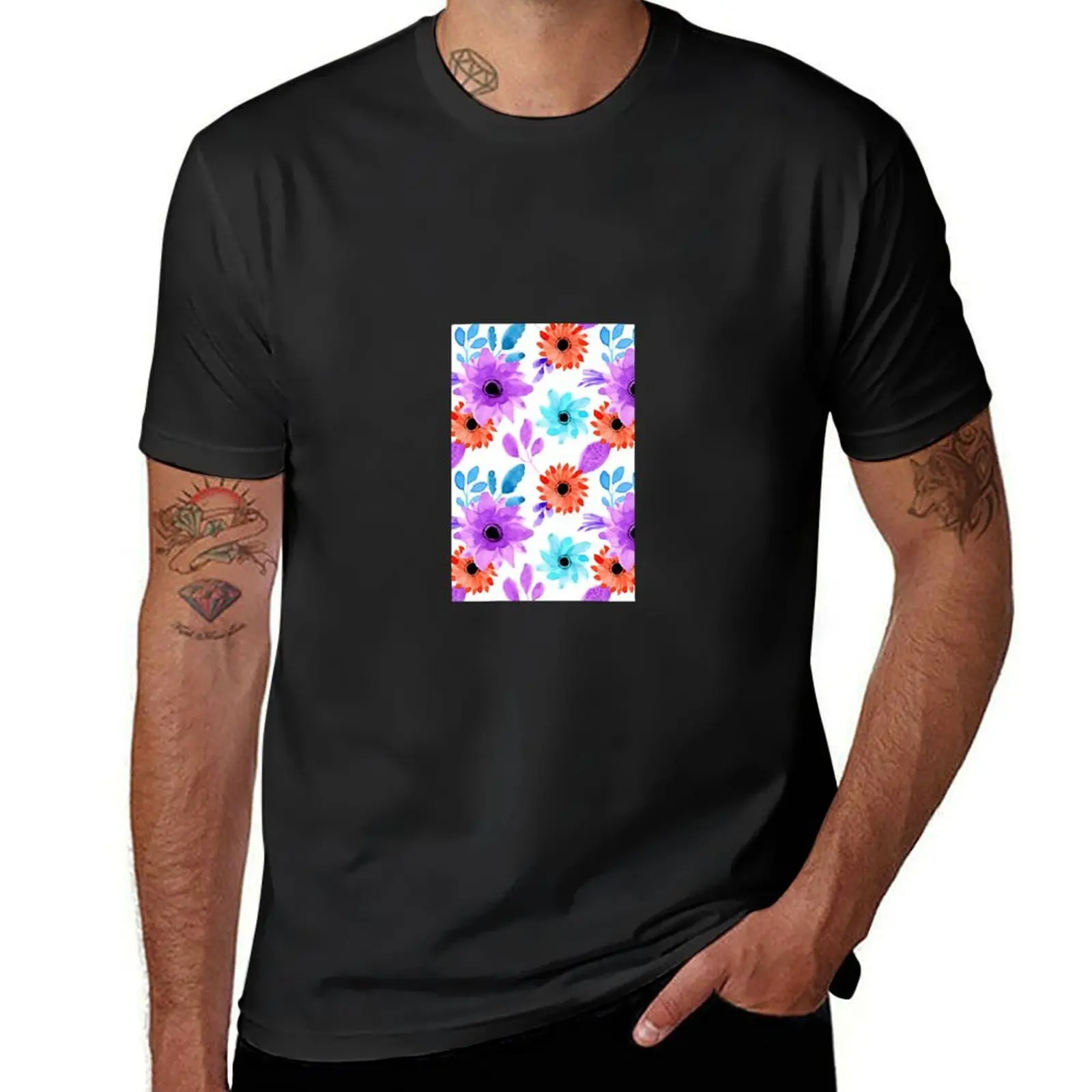 

Flower painting T-Shirt quick-drying funnys vintage clothes sublime plain white t shirts men