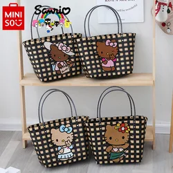 Hello kitty neue Damen gewebte Tasche modische hochwertige PVC Damen handtasche Cartoon große Kapazität multifunktion ale Strand tasche