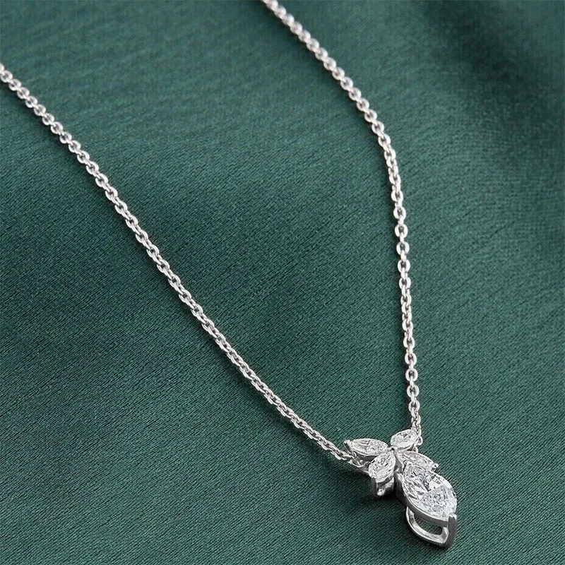 2Ctw ماركيز قطع الحجر الرئيسي 1CT IGI شهادة مختبر نمت الماس DEF VS-VVS المرأة هدية قلادة في البلاتين 950 #2