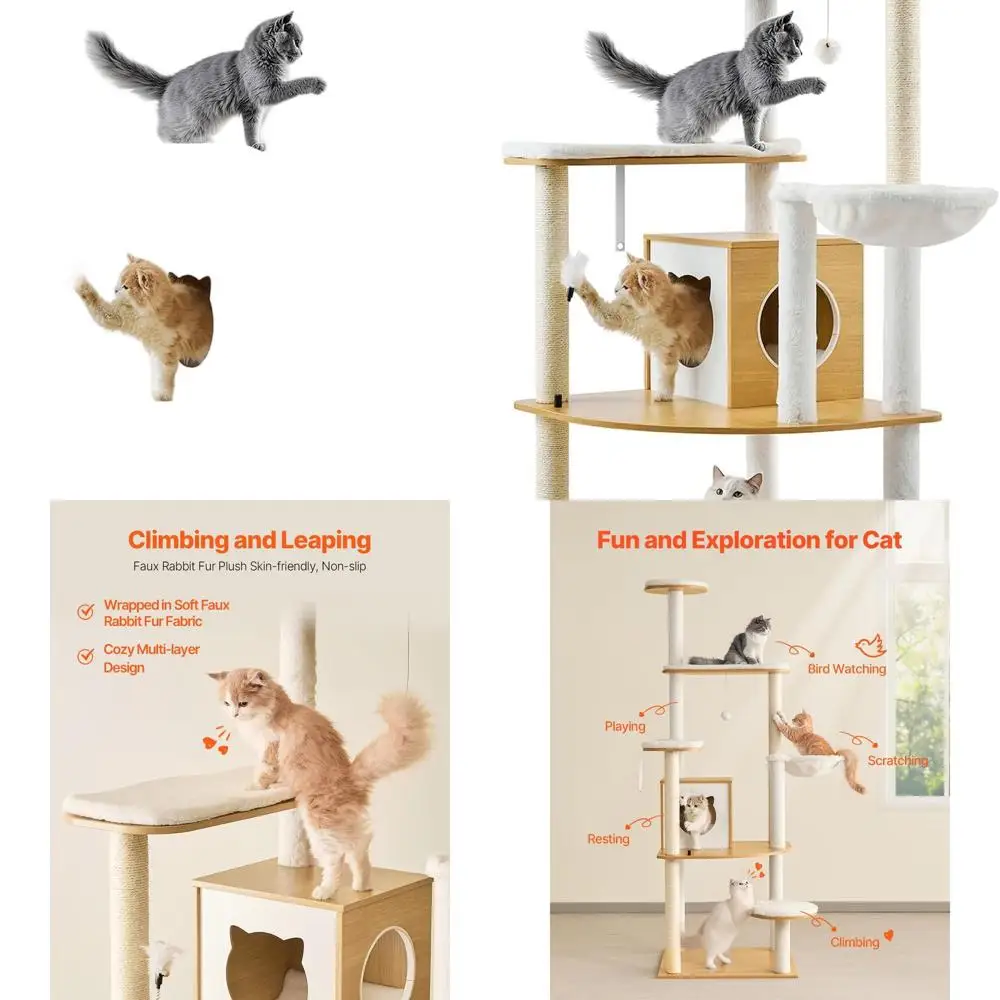 

Tall 68.9 Cat Tree Condo with Perches, Scratching Posts, Hammock for Indoor Cats Play and Rest