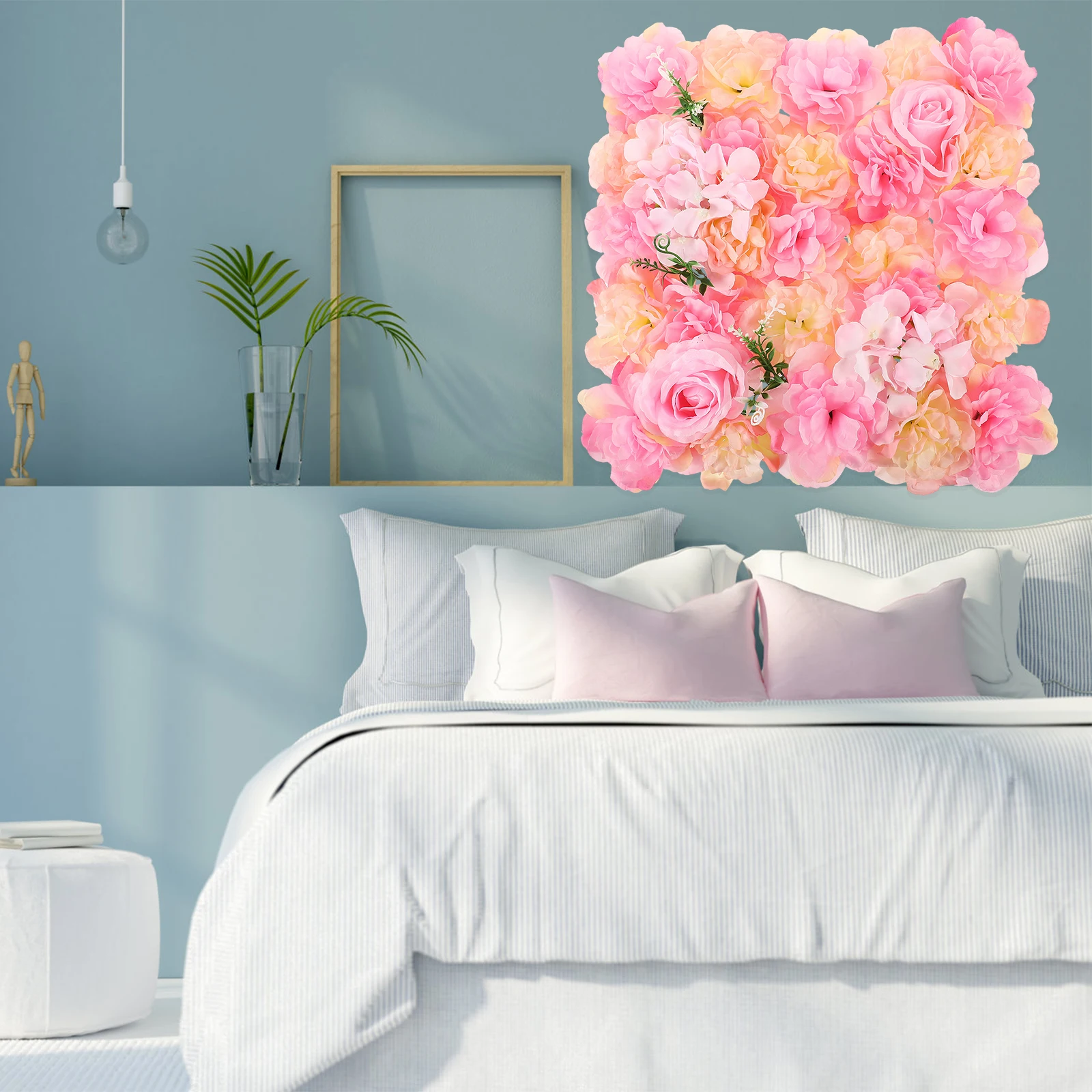 

Artificial Flower Wall Panel Decor Pink Floral Backdrop for Outdoor Party Wedding Rose Silk Flowers Plastic Reusable