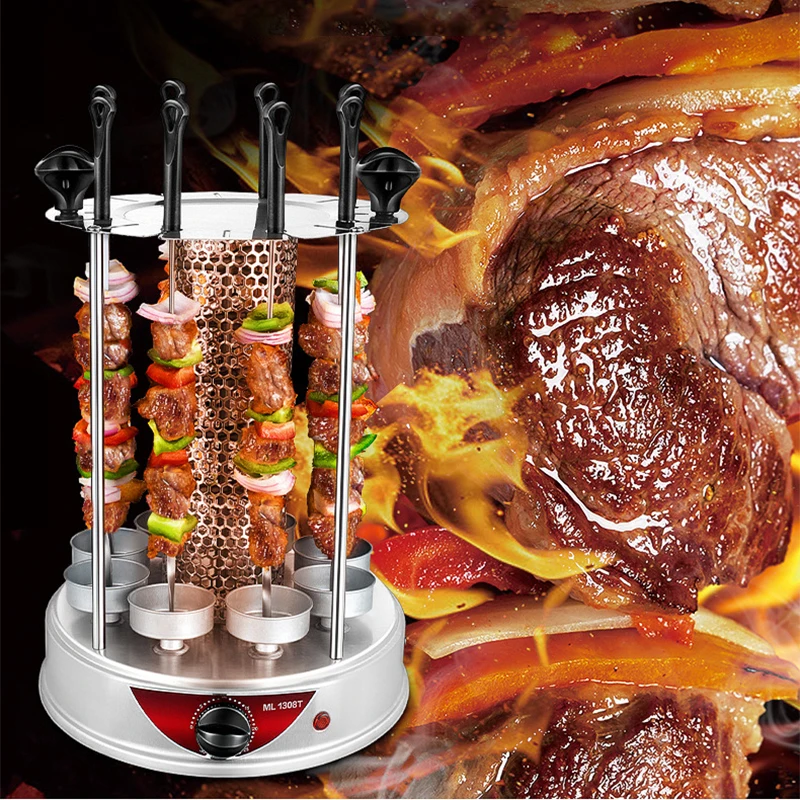 Electric Barbecue Grill Household Smokeless Rotary Kebab machine 304 Stainless Steel timing barbecue machine 1350W