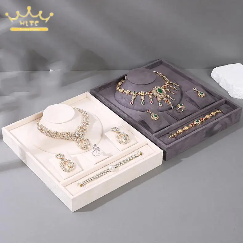 Stackable Set Jewelry Display Rack Microfiber Multi-Function Jewelry Organizer Tray Ring Bracelet Necklace Storage Holder