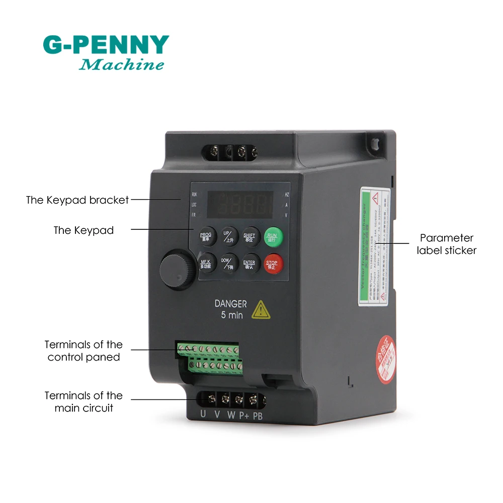 Imagem -06 - Vfd Vector Inversor Conversor de Frequência Variável Motorista do Motor do Eixo da Movimentação 110v 220v 1.5kw 2.2kw