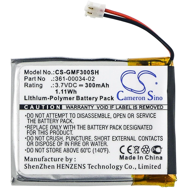 

300mAh 3.7V 1.11Wh Smartwatch Li-Polymer Battery for Garmin 361-00034-02 Fenix 3 Fenix 3 HR