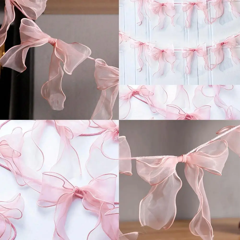 12 Stück elegante rosa Schleifengirlande für Kindergeburtstage, Hochzeiten, Brautpartys, Babypartys, Wanddekoration, hängende Ornamente ﻿ – Detail 15