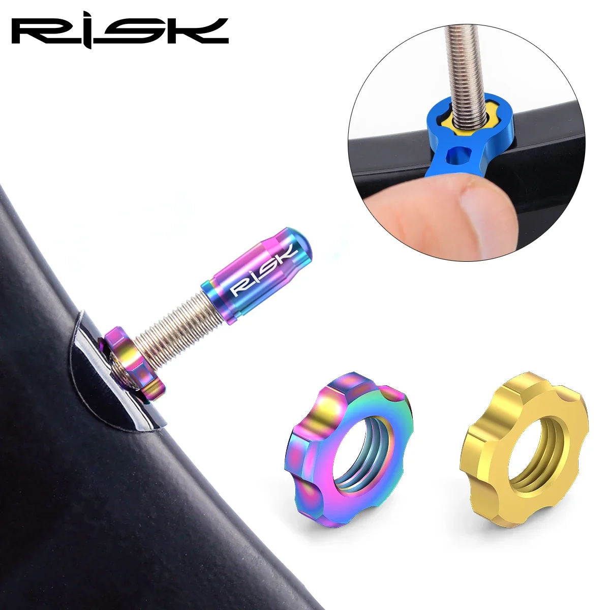 

RISK Titanium Bike Valve Cap Mountain Road Bicycle Tubeless Presta Schrader Nozzle Valve Core Cap MTB French American Dustproof