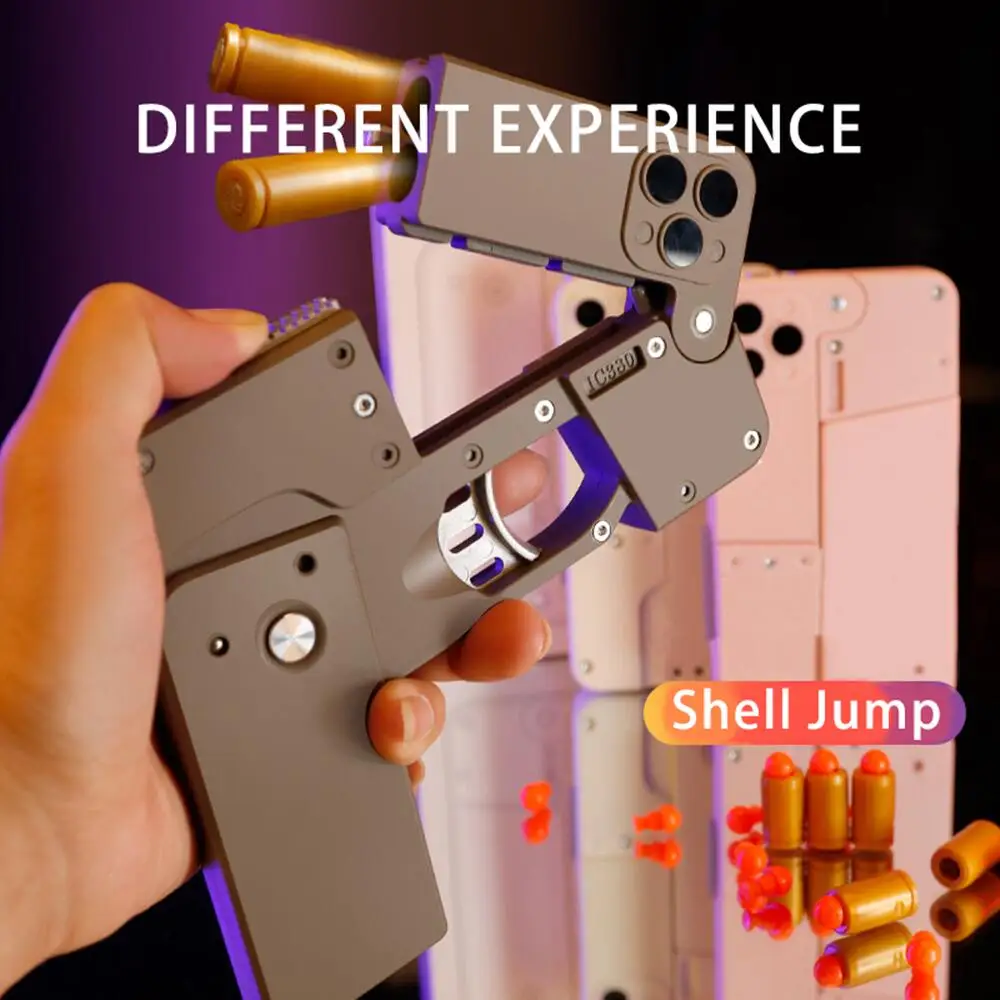 Creative Folding Pistol Bullet Automatic Pop Up Soft Bullet Toy Mobile Phone Appearance Gun For Game Battle For Kids Toys Gifts