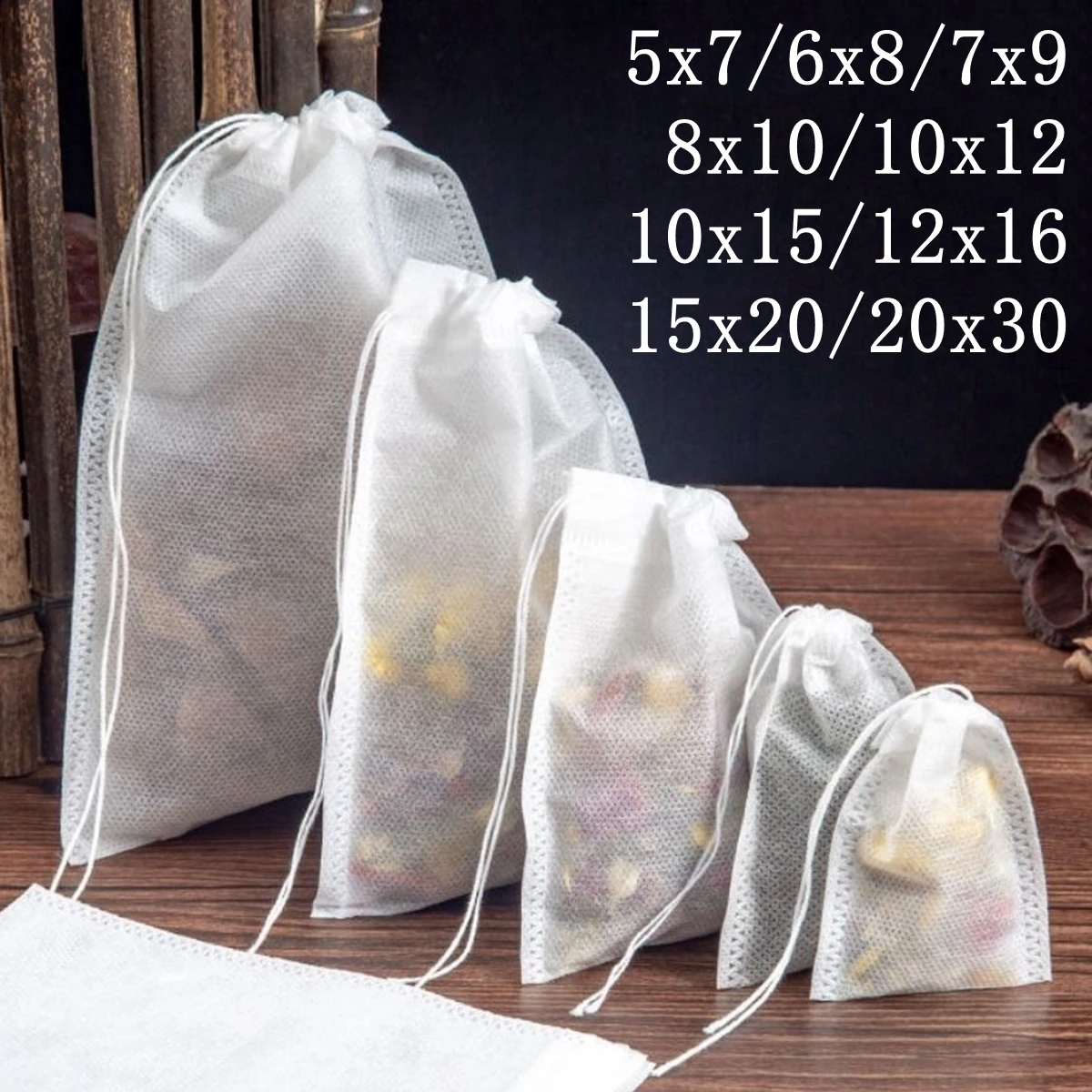 100pcs Degradable Tea Bags Large Size Disposable Tea Bags for Spice Herb Loose Tea Infuser with String Heal Seal Filters Teabags