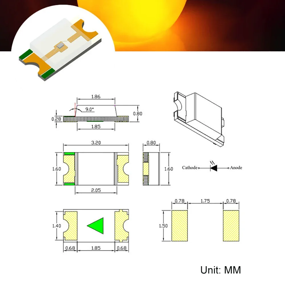 100PCS 1206 SMD LED Mini Surface Mount Chip Kit Super Bright Lighting Bulb Lamps Electronics Components Light Emitting Diodes
