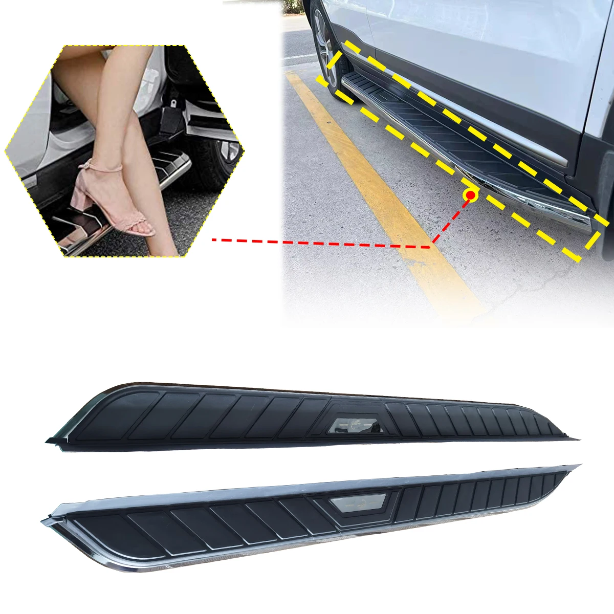 2PCS Side Step fits for Hyundai Santa Cruz 2022 2023 2024 2025 Running Board Nerf Bars Stairs Aluminium Pedal