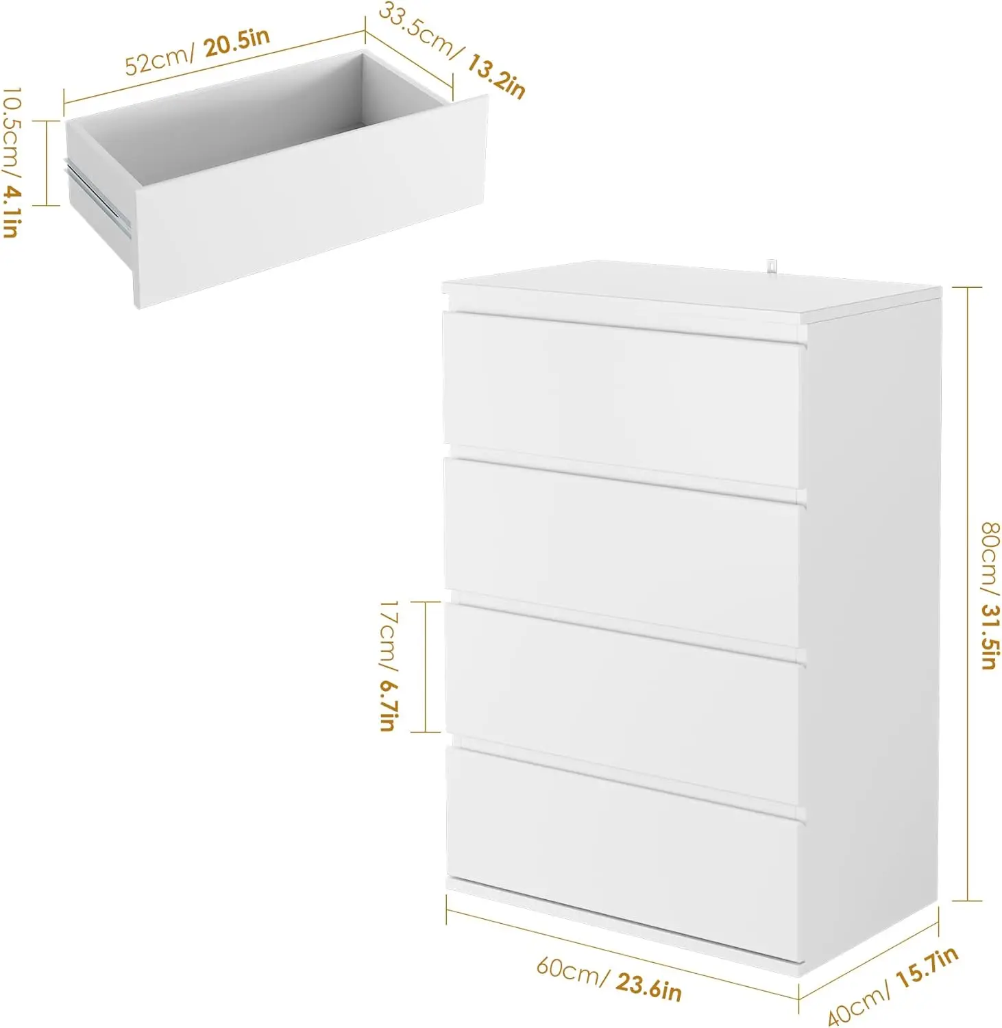 4 šuplík prádelník, bílá prádelník moderní úložný komora z zásuvek 23.6L x 15.7W x 31.5H v, bílá prádelník úložný skříň s 4 D