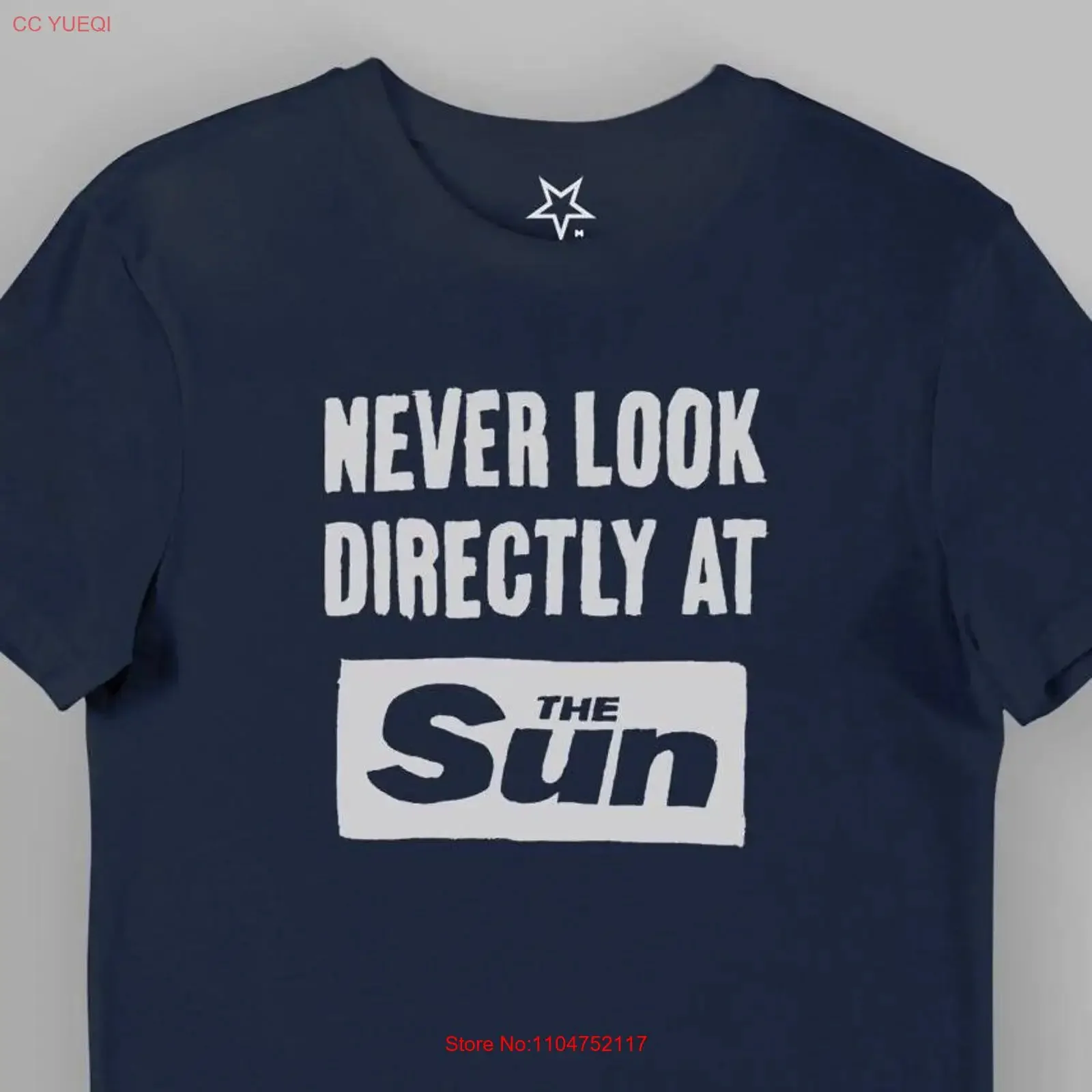 THE SUN Never Look Directly at Organic T Shirt Premium quality Eco friendly Christmas Birthday Navy White Black vintage Washed