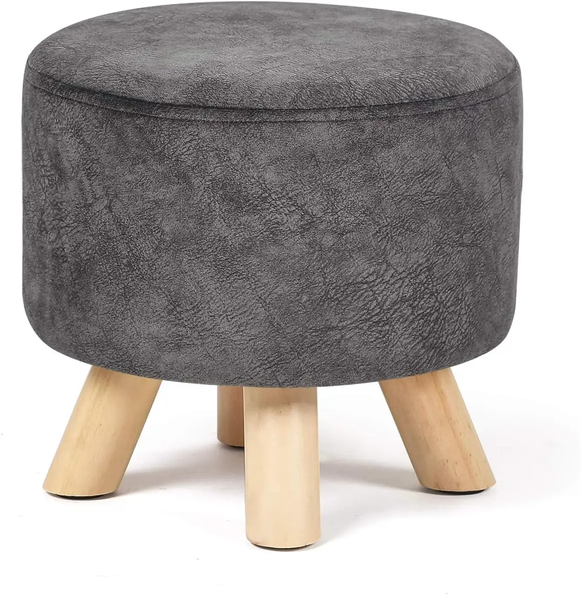 

Round Small Velvet Ottoman Footrest Stool, Upholstered Extra Seat(Gray Fabric)