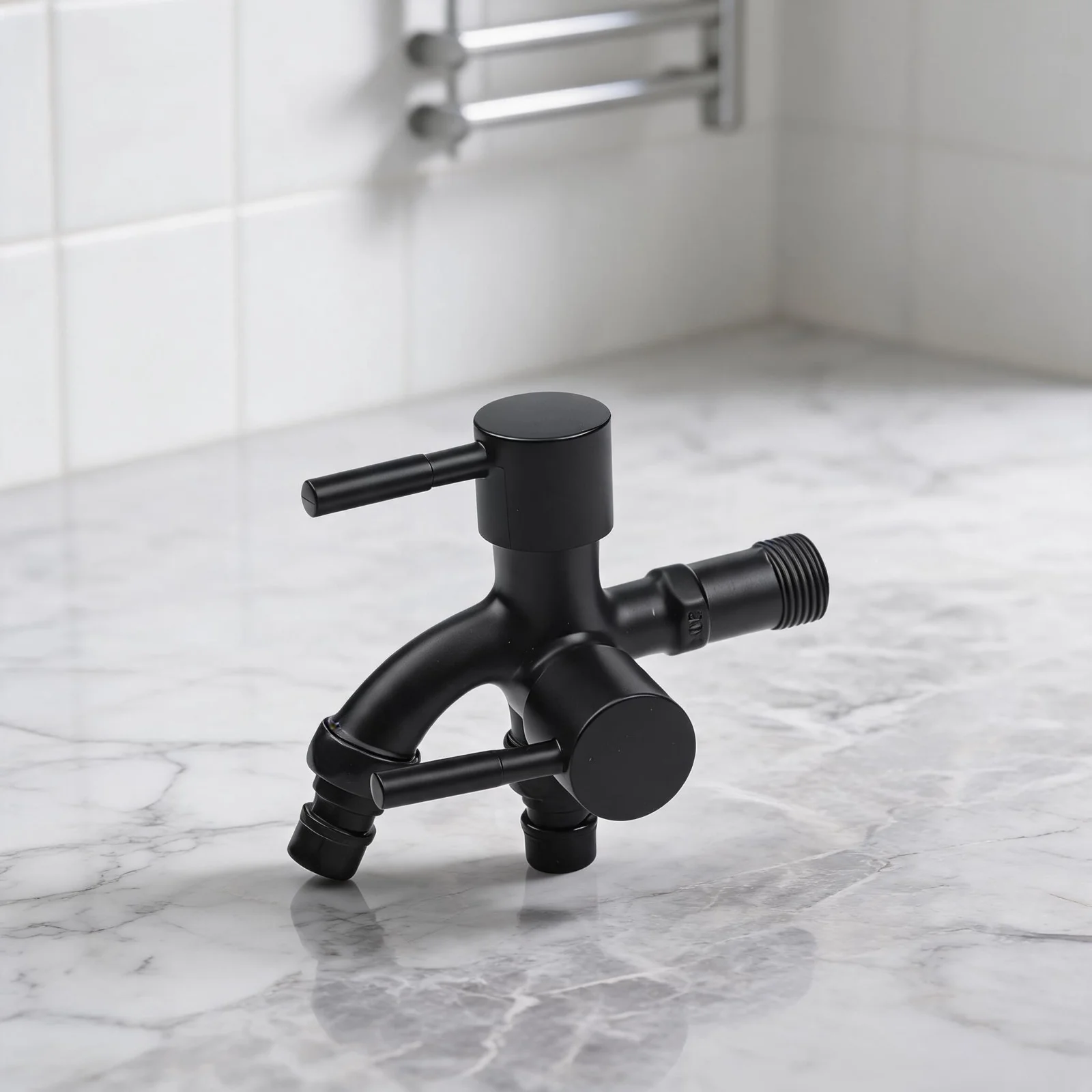 Alloy Constructed Faucet with 1 Inlet 2 Outlets for Washing Machine and Bidet Functionality G1/2 Thread Specification