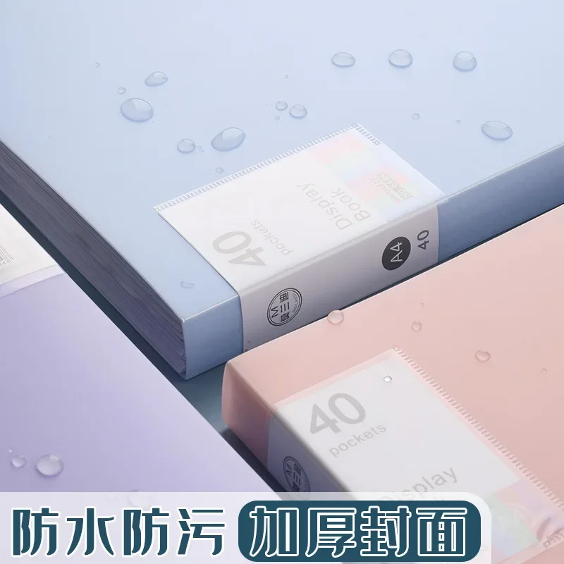 A4 File Folder Display Book 40Pages Transparent Insert Paper Document Organizer Bag Office School Supplies Stationery