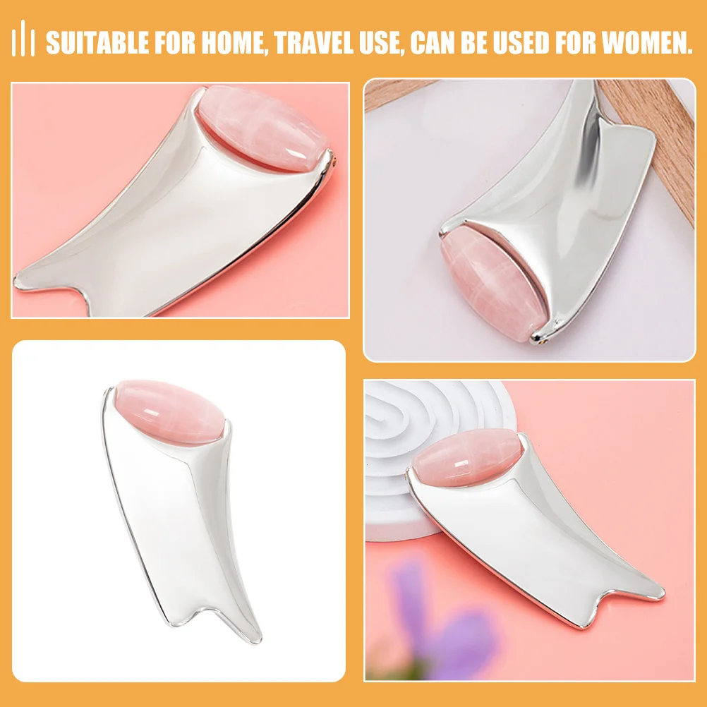 

Zinc Alloy Face Guasha Tool Metal Massager Board Smooth Edges Safe for Sensitive Skin Home Travel Use Eye Roller