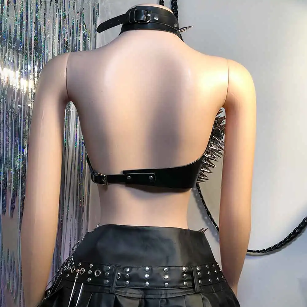 Eco Harajuku Kawaii Rivetto tempestato Y2K Halter Canotta TOP Punk Rock Gotico Serbatoi Goth Grunge E-Girls Club Wear Fai da te Emo Skull