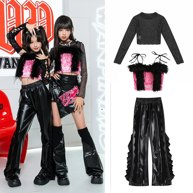 

2024 New Kid's Jazz Dance Set Hip Hop Performance Costumes Girls Street Dance Clothes Catwalk Show Competitin Outfits XH1494