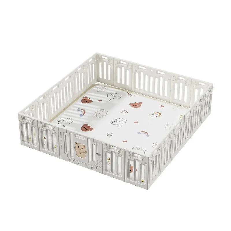 

Baby Playpen with Mat Large Play Yard Safety Fence for Toddlers Indoor Kids Activity Center Breathable Mesh Gate