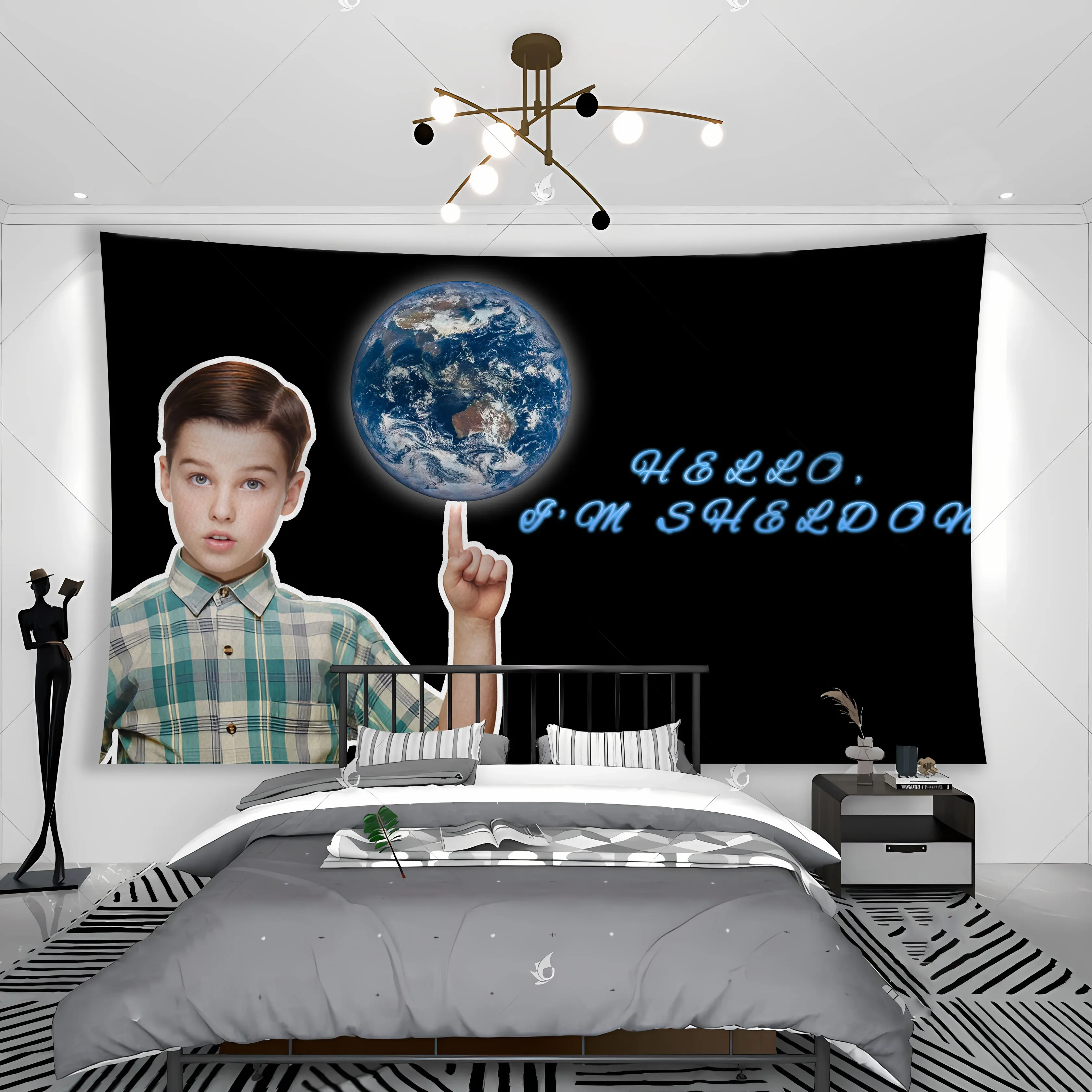 

Young Sheldon Handsome Funny Punk Wall Tapestry Polyester Family Bedroom Background Rug