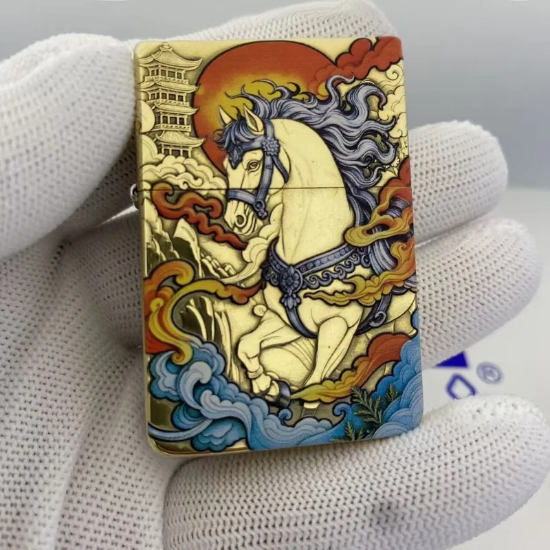 Zorro 3rd Gen Kerosenes Lighter Upgraded Sealed Liner Copper Embossed Titanium Color Pingbu Qingyun Gift for Men Gadgets for Men