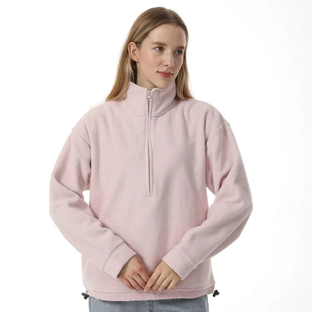 플리스 스웨트셔츠 모자 없음 여성용 멀티 컬러 가을 셔파 핑크 크루넥 배트윙 슬리브 리본 레이스업 러플 소녀 모드 스타일