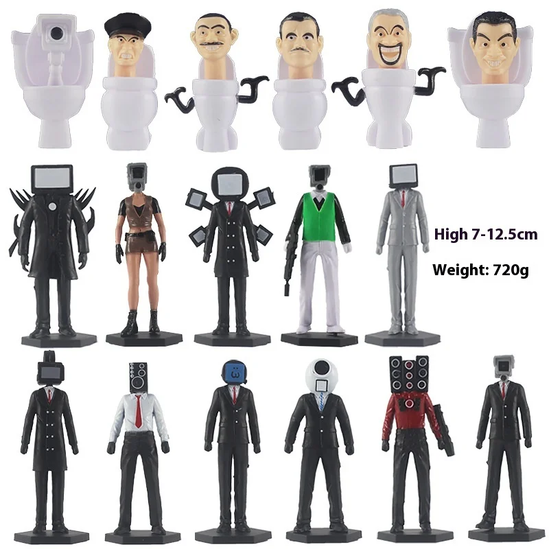 Skibidi Toilet Action Figure Set Game Doll Figure Toys Monitor Man Cake Decoration Children Birthday Gifts Christmas Toys Set