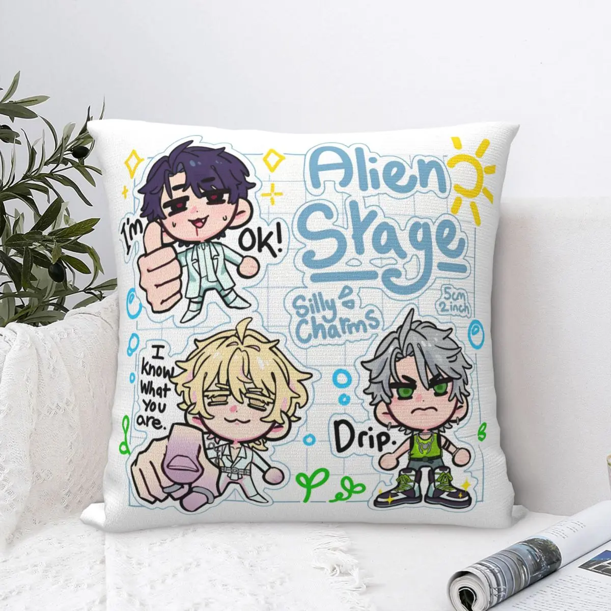 Fundas de almohada de escenario alienígena para sofá, funda de cojín de dibujos animados de Luka hasta Ivan, funda de almohada creativa para decoración del hogar 40*40