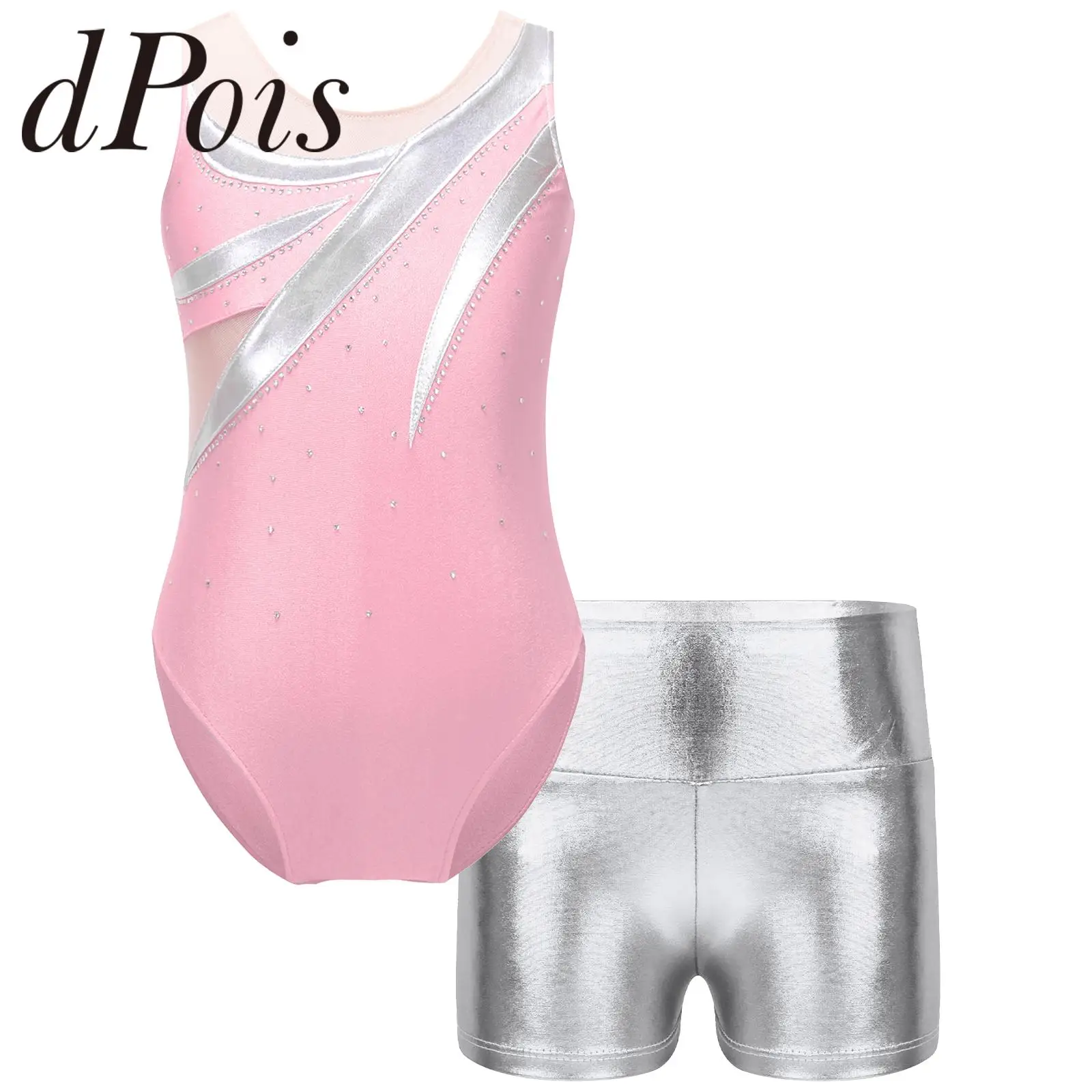 FibroqJumpsuit + Shorts Strass Brcorporelle D.lique pour Enfants, Tenues de brevde Ballet pour Bol, Ensemble de Costumes de brevpour Enfants