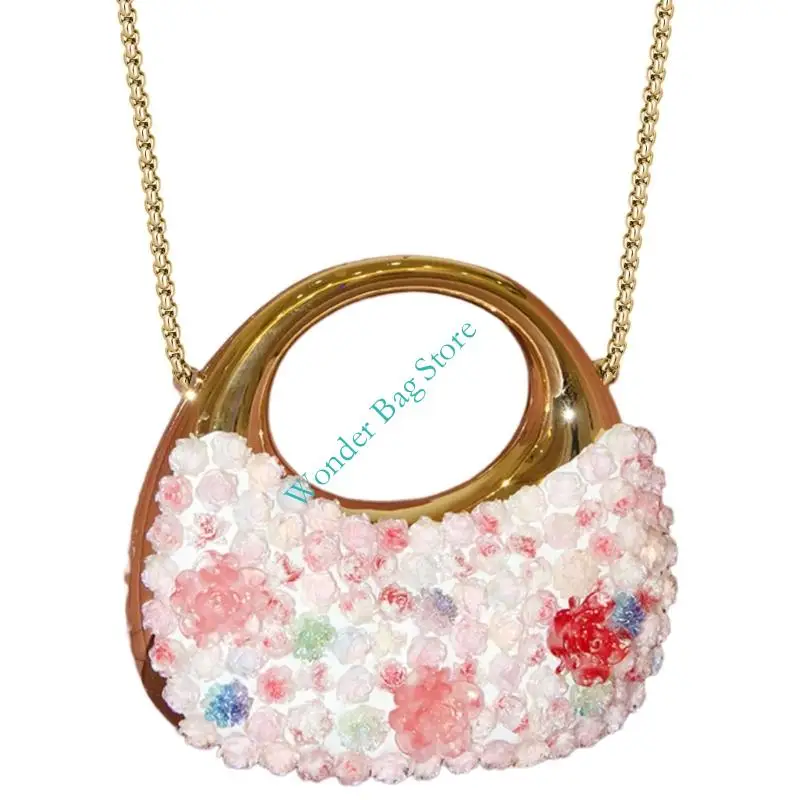 

H3CB Acrylic Clutches Purse for Women Moon Evening Bag Handbag Small Chain Crossbody Purses Shoulder Bag for Wedding Party Prom