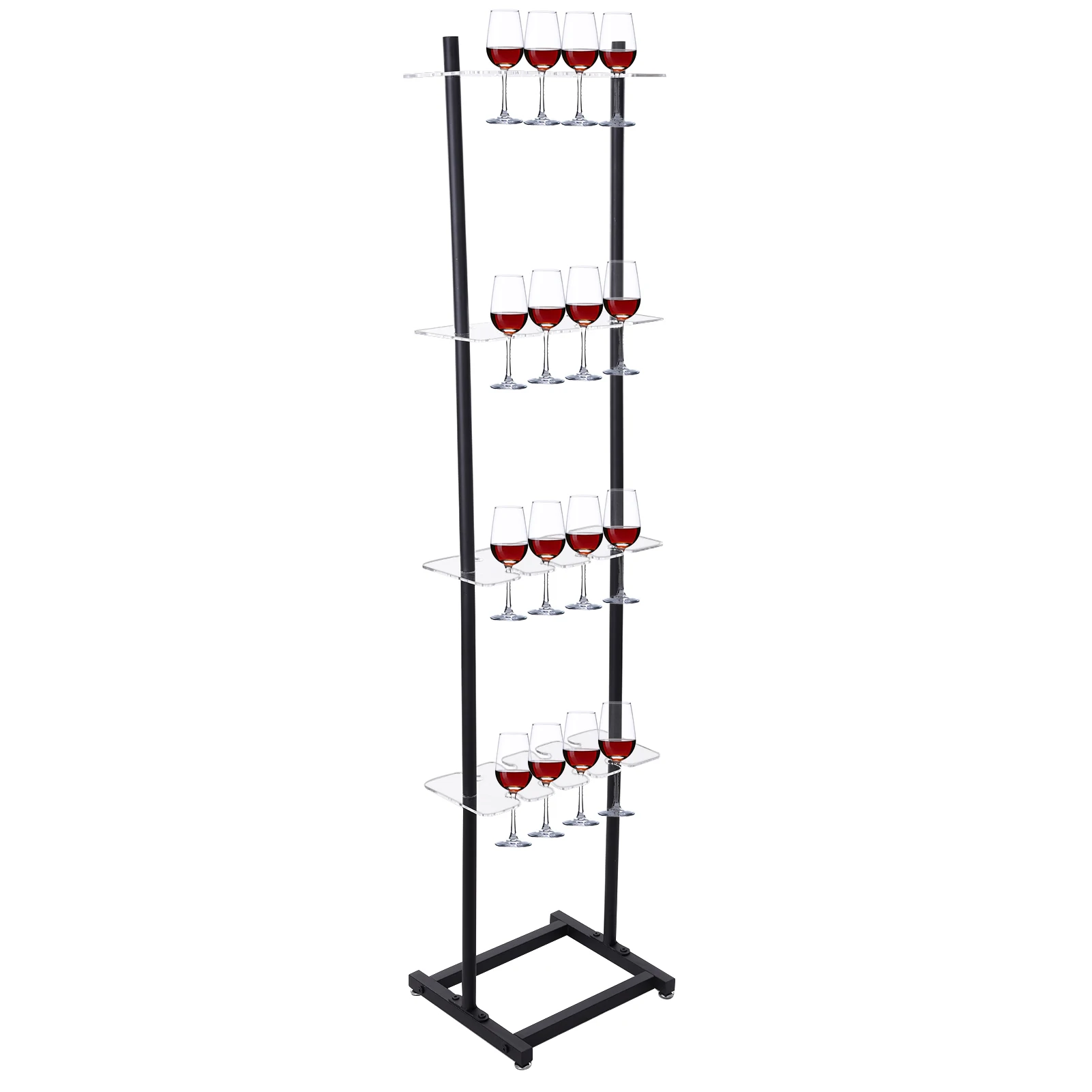 

Champagne Glass Holder, 4 Tiers Champagne Rack 32 Champagne Glass Stemware Rack 44 Lbs Capacity Wine Glasses Stand Acrylic Champagne Wall Stand for Wedding, Birthday, Party, Bars