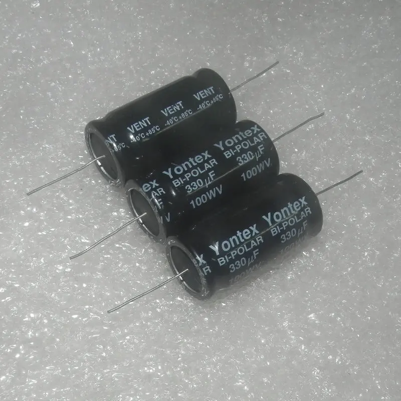 2PCS/LOT 100V 330uf 330mfd 100wV BP NP Poleless Divided Frequency Aluminum Electrolytic Capacitor