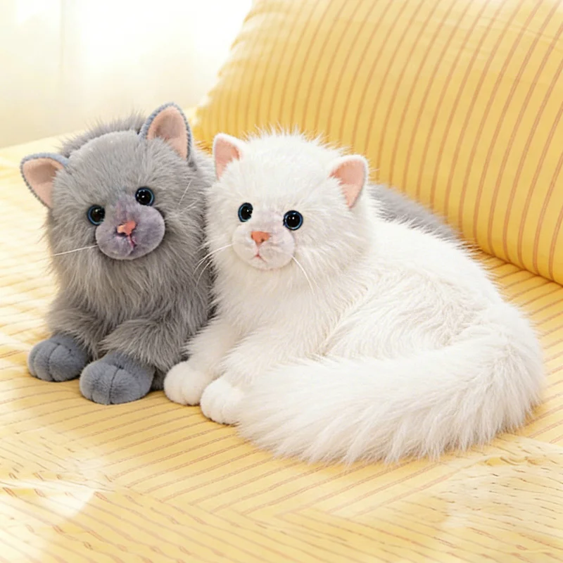 

Kawaii Fluffly Fat Lazy Cat Plush Toy Cartoon Soft Stuffed Animals Grey White Persian Kitten Baby Sleeping Pillow for Girls Gift