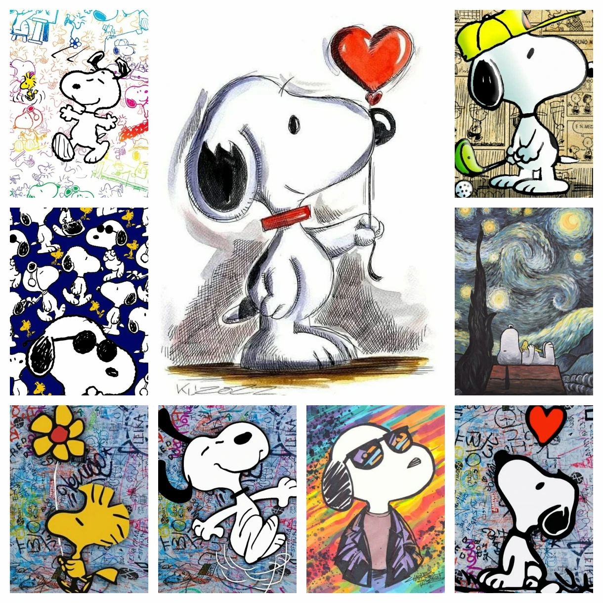 2024 neue Cartoon Kawaii Snoopy Bohrer Diamant Malerei niedlichen Hund Graffiti Comic Kunst Stickerei Kreuz stich Wohnkultur Kinder Geschenk
