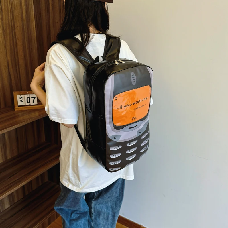 حقيبة ظهر للسفر مبتكرة على شكل هاتف محمول، سعة كبيرة من البولي يوريثان، حقيبة ظهر عصرية للطلاب، حزام قابل للتعديل للرجال والنساء والأولاد والبنات #3