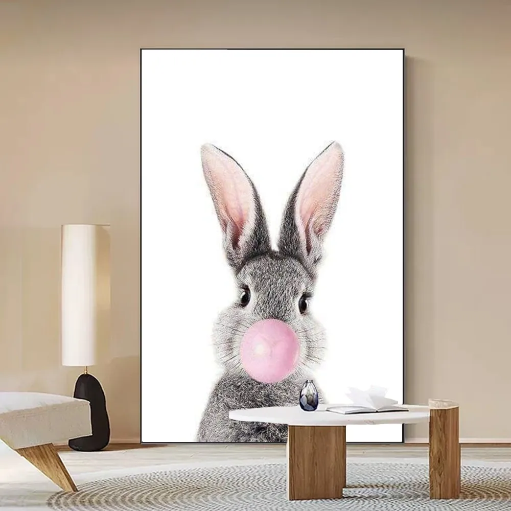 Rabbit Bubble Gum Art Poster Samoprzylepny plakat artystyczny Whitepaper Prints Plakaty Artwork Home Decor