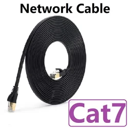 50m 30m 20m 10m Cat7 Cat 7 Flat Cable Ethernet RJ45 LAN Network Cable Patch Cord 10Gbps 600MHz for Router Laptop Ethernet C