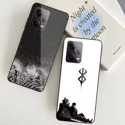 Berserk Phone Case For Redmi Note 13 Pro Plus 12 11 A3X A1 A2 13C 12C Black Glass Cases