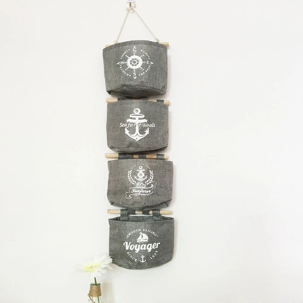 

Vintage Style Cotton Linen Rudder Wall Hanging Storage Bag Closet Organizer for Makeup Jewelry Sundries Home Decoration